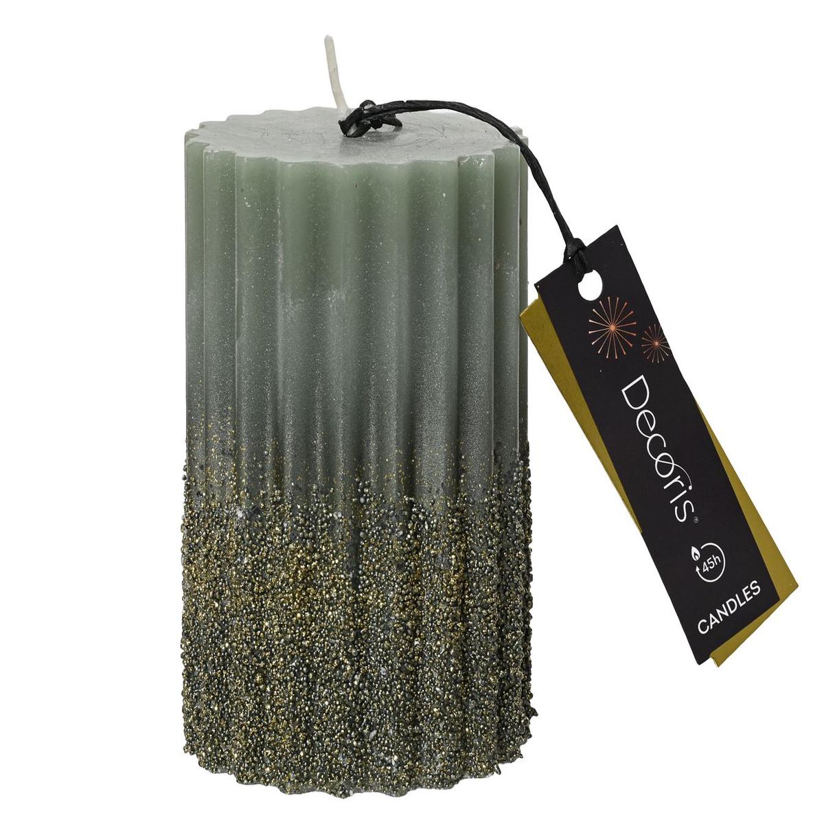 Rosemary Green with Glitter Pillar Candle 10cm