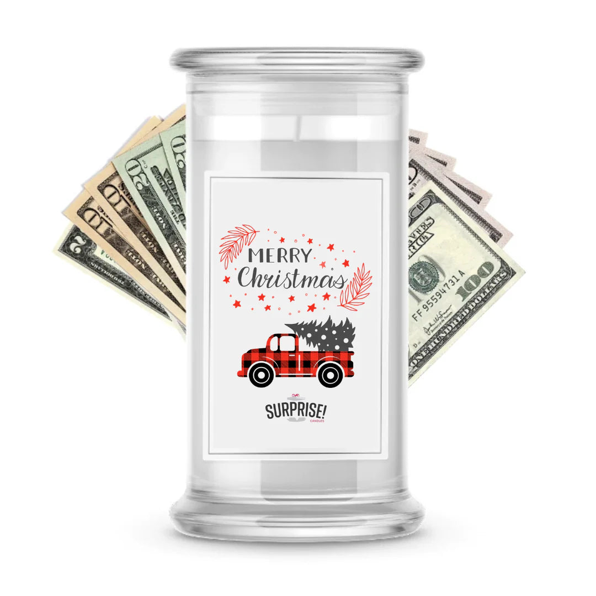 Vintage Truck & Tree Christmas Cash Candle Made in USA